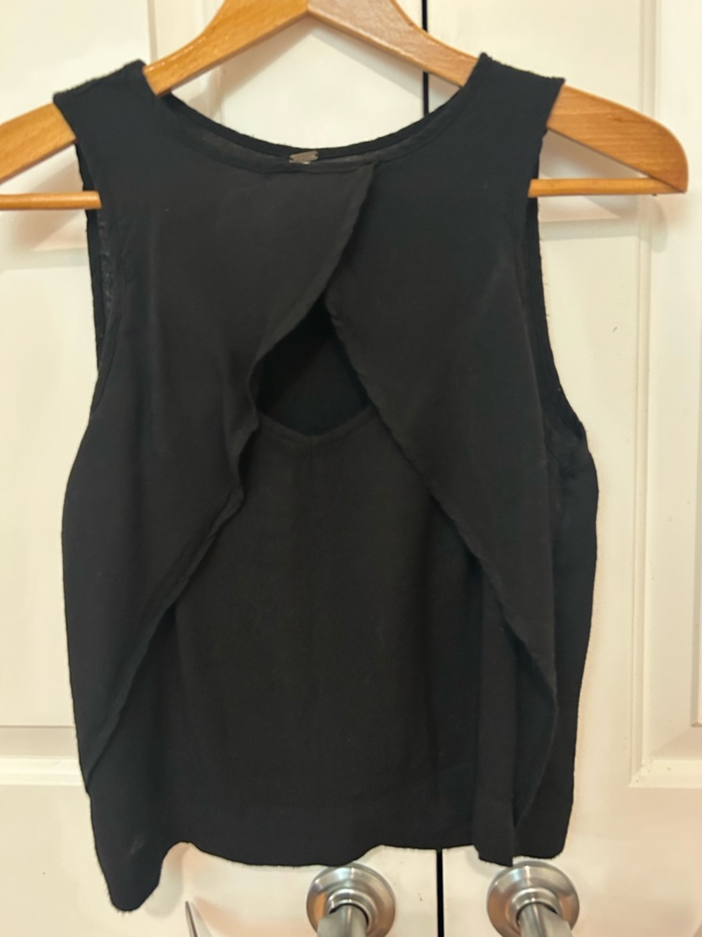 Free People Black Sleeveless Twist-Back Tank